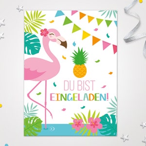 Einladungskarten zum Kindergeburtstag Flamingo coole Einladungen zum Geburtstag Flamingo-Motiv für Mädchen Mädels pink Flamingo