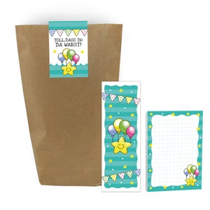 Mitgebsel-Set Pyjama Tüten Aufkleber Mini-Notizblöcke Lesezeichen klein Gastgeschenke für Kindergeburtstag Jungen Mädchen Übernachtungsparty