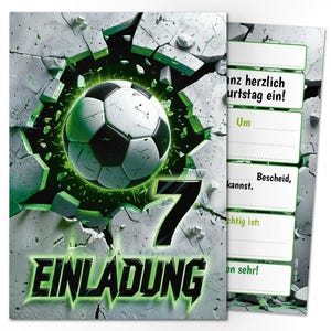 Fußball Einladungskarten zum 7. Kindergeburtstag Jungen Fussball coole Einladungen siebte Geburtstag Jungsgeburtstag Fußball-Motiv Jungs