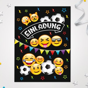 Einladungskarten Fußball zum Kindergeburtstag coole Karten zum Geburtstag für Mädchen Jungen Jungs Mädels Einladungen Smiley Motiv Fussball