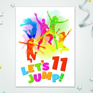 Jump Einladungskarten zum 11. Kindergeburtstag Trampolin springen jumpen coole Einladungen elfte Geburtstag für Mädchen Jungen Jump-Park