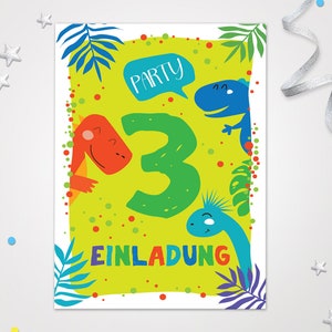 Einladungskarten Dinosaurier zum 3. Kindergeburtstag Einladungen zum Geburtstag Dino-Motiv für Jungen Jungs Karten Saurier schöne Karten