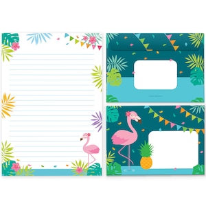 Briefpapier-Set Flamingo Briefblock Umschläge Blöcke für Mädchen Mädels pink Flamingo Papier Flamingo-Motiv A4 A5 schöne Notizblöcke cool