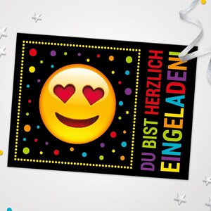Einladungskarten Emoticons zum Kindergeburtstag coole Karten zum Geburtstag für Mädchen Jungen Jungs Mädels Einladungen Smiley Motiv