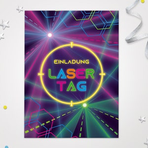 Einladungskarten Lasertag zum Kindergeburtstag coole Karten zum Geburtstag Lasertag-Motiv für Mädchen Jungen Jungs Mädels Einladungen
