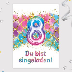 Meerjungfrau Einladungskarten zum 8. Kindergeburtstag coole Karten achte Geburtstag Mädchen Einladungen Geburtstagseinladungen