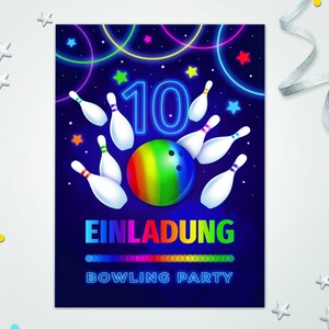 Bowling Einladungskarten zum 10. Kindergeburtstag Bowling Kegeln coole Einladungen zum Geburtstag Bowling-Motiv für Mädchen und Jungen