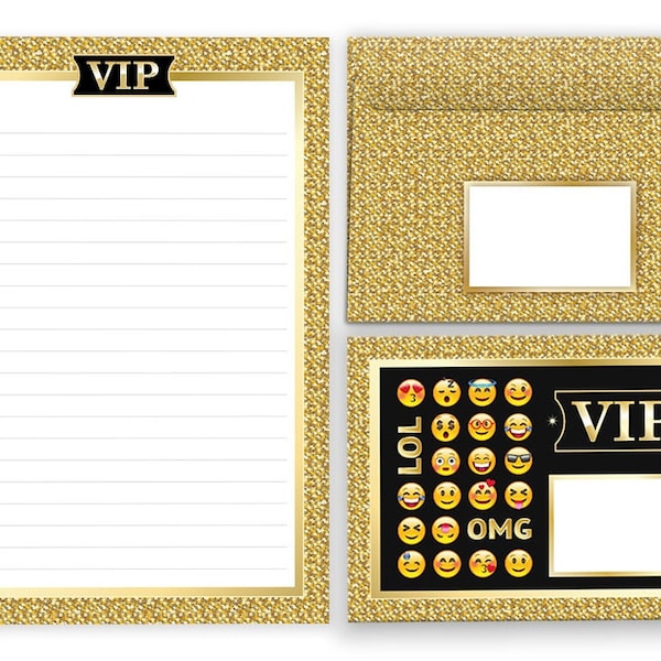 Briefpapier-Set VIP Briefblock Umschläge Blöcke für Jungs Jungen Mädchen Emoticons-Motiv A5 Smiley Notizblock Papier cooles Heft OMG LOL