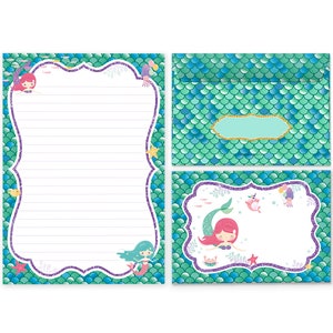 Briefpapier-Set Nixe Briefblock Umschläge Blöcke für Mädchen Mädels Meerjungfrau Papier Nixe-Motiv A4 A5 schöne Notizblöcke Meernixe hübsch