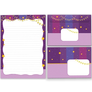 Briefpapier-Set Pyjama Briefblock Umschläge Blöcke für Jungs Mädels Mädchen Pajama-Motiv A5 Notizblock Papier cooles Heft Übernachtungsparty