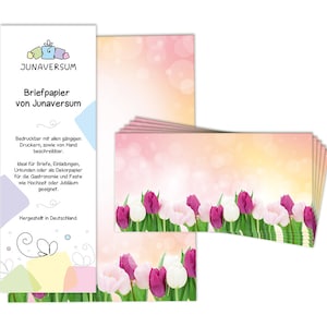 Briefpapier mit Umschlag Briefpapier-Set Blumen Tulpen rosa Ostern Motivpapier für Einladungen Hochzeit Briefe Blätter Urkunden Dekopapier