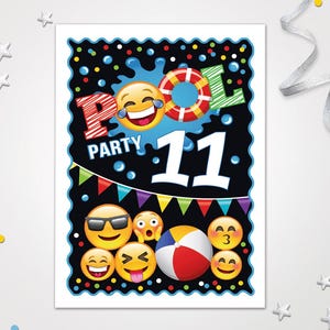 Schwimmbad Einladungskarten zum 11. Kindergeburtstag für Jungen Mädchen coole Einladungen elfte Geburtstag Pool-Party Schwimmen