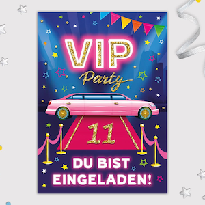 VIP Einladungskarten zum 11 Kindergeburtstag Karten elfte Geburtstag Mädchen Einladungen Geburtstagseinladungen Mädchengeburtstag Disco