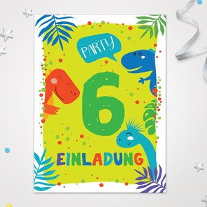 Einladungskarten Dinosaurier zum 6. Kindergeburtstag Einladungen zum Geburtstag Dino-Motiv für Jungen Jungs Karten Saurier schöne Karten