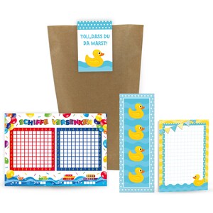 Mitgebsel-Set Duck Tüten Aufkleber / Schiffe versenken Gastgeschenke Kindergeburtstag Jungen Mädchen Geburtstag Party gelbe Quitschente Ente
