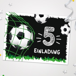 Fußball Einladungskarten zum 5. Kindergeburtstag für Jungen Fußball coole Einladungen zum Geburtstag Jungsgeburtstag  Fussball-Motiv