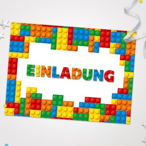 Einladungskarten Bausteine zum Kindergeburtstag coole Einladungen zum Geburtstag Bauklötze-Motiv für jungen Jungs Mädchen Building Bricks
