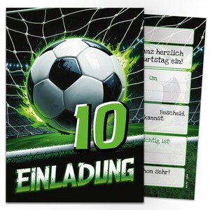Fußball Einladungskarten zum 10. Kindergeburtstag Jungen Fussball coole Einladungen zehnte Geburtstag Jungsgeburtstag Fußball-Motiv Jungs