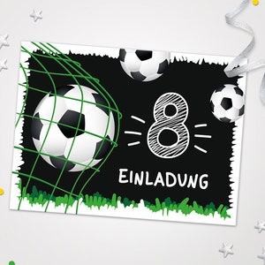 Fußball Einladungskarten zum 8. Kindergeburtstag für Jungen Fußball coole Einladungen zum Geburtstag Jungsgeburtstag  Fussball-Motiv
