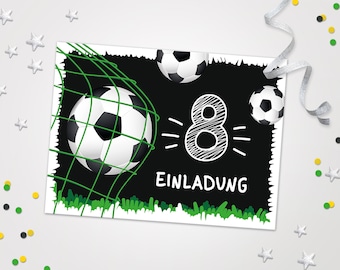 Fußball Einladungskarten zum 8. Kindergeburtstag für Jungen Fußball coole Einladungen zum Geburtstag Jungsgeburtstag  Fussball-Motiv