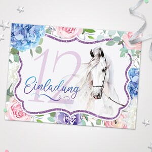 Einladungskarten Pferd zum 12. Kindergeburtstag coole Einladungen zum Geburtstag Pferd-Motiv für Mädchen Mädels Karten Pferd schöne Karten