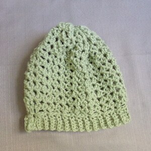 Green crocheted winter hat