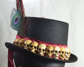 Chapeau prêtre Vaudou, Papa legba, Baron Samedi, sorcellerie, déguisement halloween luxe, crâne, festival des morts, Cosplay, Gothique chic