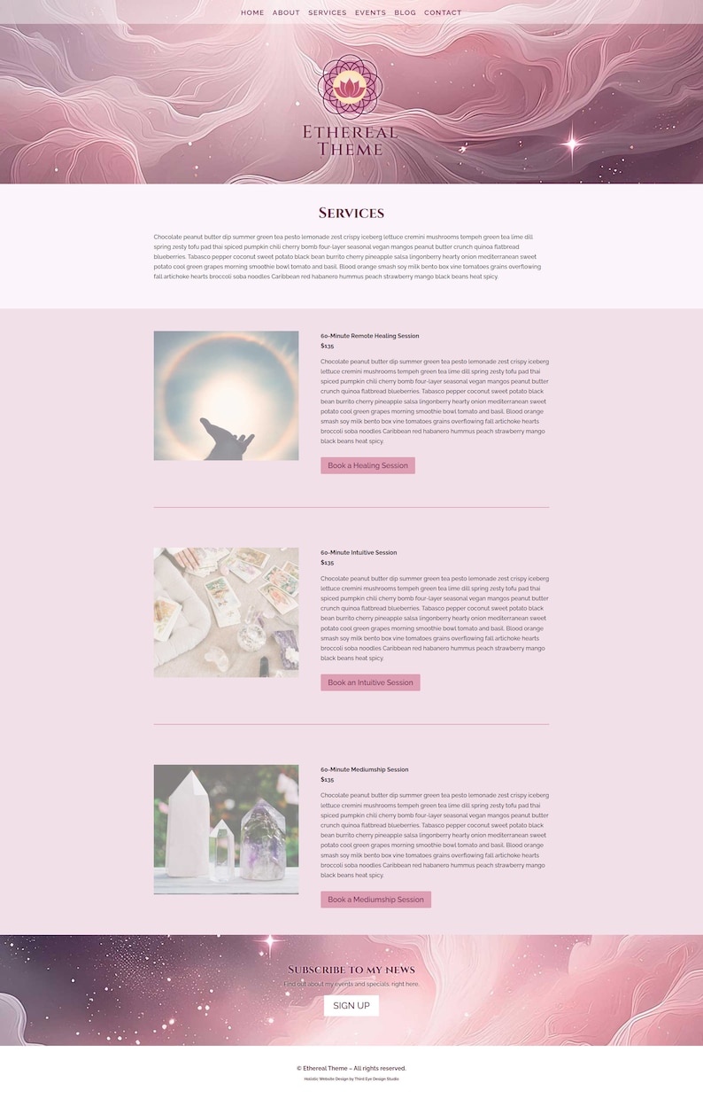 Ethereal Divi-tema: Rosa webbmall för psykiker och healers bild 3