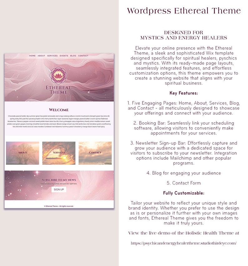 Ethereal Divi-tema: Rosa webbmall för psykiker och healers bild 8