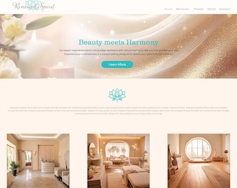 Feminine Wix Template | Medical Spa Web Design  | Beauty | Cream & Turquoise Website Template