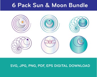 Sun and Moon SVG Pack: Witchy Astrology Graphics (Digital Download)