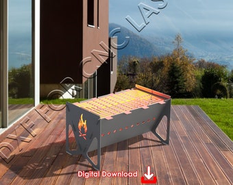 Portable Fire Pit | Grill Dxf | Cuting Laser | Grill  Foldable | Plasma, Laser, Sujeti Portable for Camping, Dxf, Svg