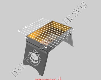 Grill składany, barbecue, szpikulec Dxf Dowland, BBQ Grill, Ognisko Grill składany, plik DXF plazma, cięcie laserowe Dxf, Svg, Dwg