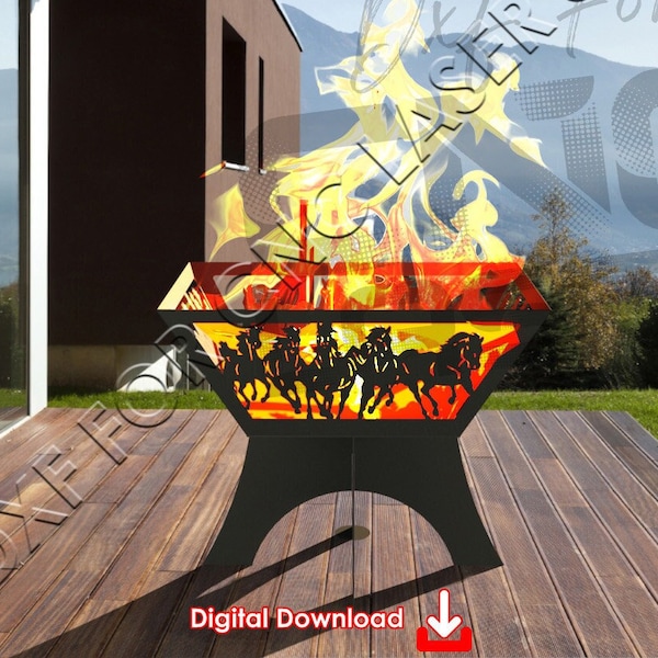 Horses Fire Pit / Horses Dxf Grill / Horses Dxf Files / DXF Fire pit / Kaynaklı grill DXF / plasma de malla / corte por láser