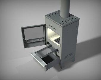 Kaminofen | Ofen-Laserschnittdatei | Kamin-Dxf-Datei | stufa a camino | Chaletofen | Dxf | SVG | Parasolid | Schritt