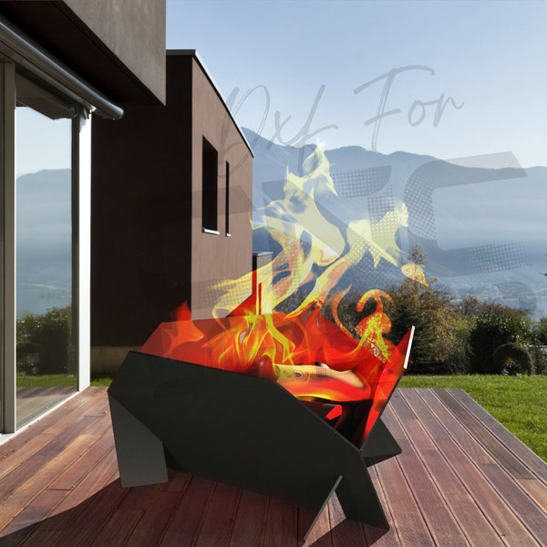 Triangle detachable firebox, Folding fire square fire pit dxf, Files DXF DWG SVG, Plasma cuting, Laser cuting