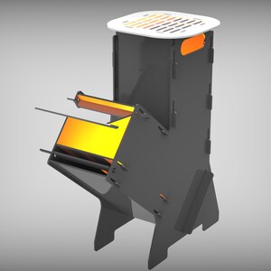 thumbnail interactive-video image 1 of Minuteman K Rocket Stove DIY Parts Kit – Steel, Portable, Weld-Yourself, Model K-01 1 of 5