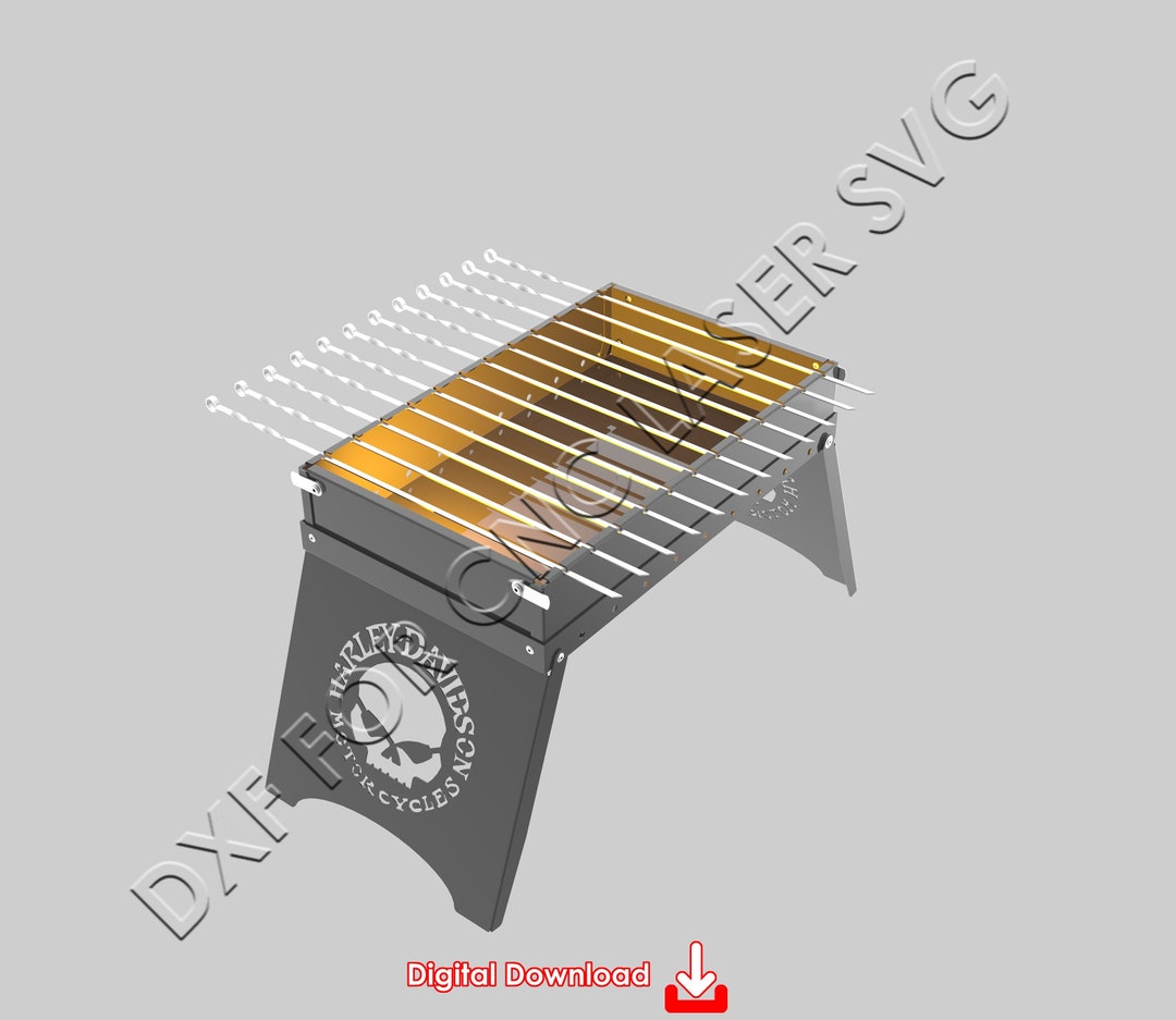 Folding Grill, Barbecue, Skewer Dxf Dowland, BBQ Grill, Fire Pit