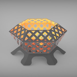 Welded Hexagonal Metal Firebox, Laser cut file, Plasma cut dxf, Digital Design Svg openclipart