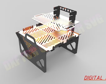 Detachable Brazier dxf / BBQ Grill Dxf / Folding barbecue / Square brazier Laser cutting, Plasma Cutting, Waterjet Cutting File, SVG, DXF