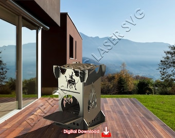 Pocket Stove | Protable Outdoor BBQ | Grill Drawing 3mm | Stove dxf | Files Dxf | svg