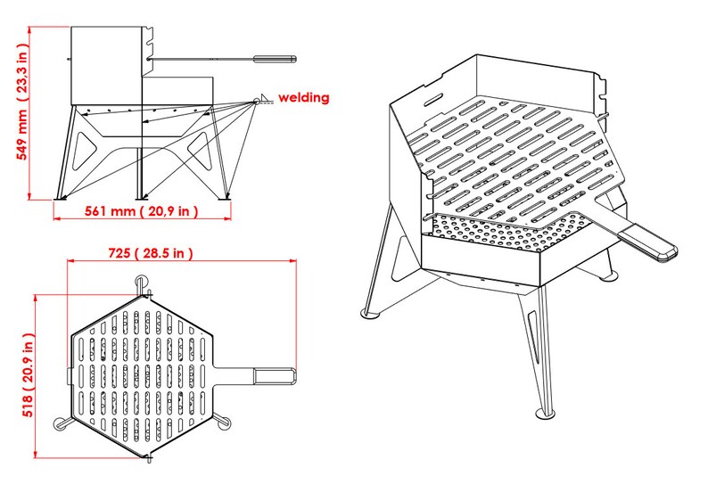 Barbecue Design Hexagonal Fire Pit Dxf Hexagonal Grill Laser Cutting