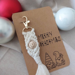 Makramee Schlüsselanhänger, Geschenk, Weihnachten, Geschenk mit Karte