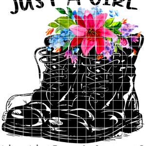 Just a Girl Who Worry Combat Boots Flowers