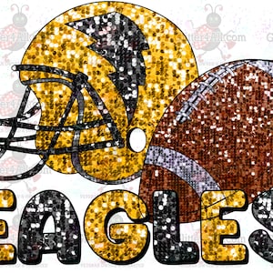 Sequin Eagles Black Gold Football