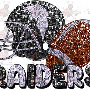 Sequin Raiders Black Silver Football