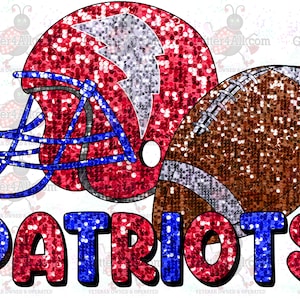 Sequin Patriots Red White Blue Football