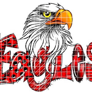 Eagles Hand Drawn Letters with Eagle Head Red