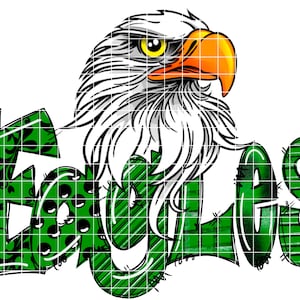 Eagles Hand Drawn Letters with Eagle Head Green