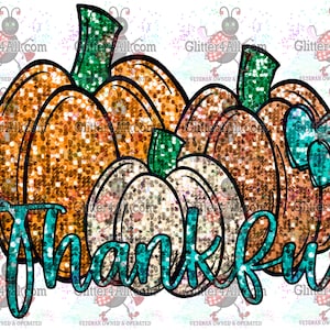Faux Sequin Pumpkin Trio Thankful